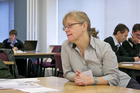 Christine listening attentively